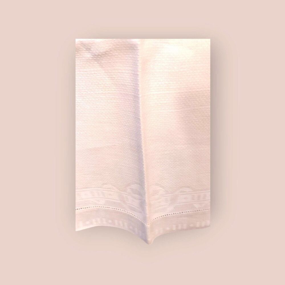 Vintage White Linen Blend Hand Towels: Border Motifs (Set of 3)